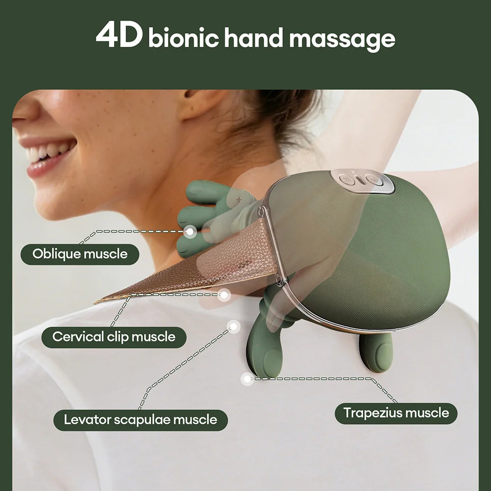 Verrelief Heated Neck & Shoulder Massager — Cordless 4D Kneading Relief