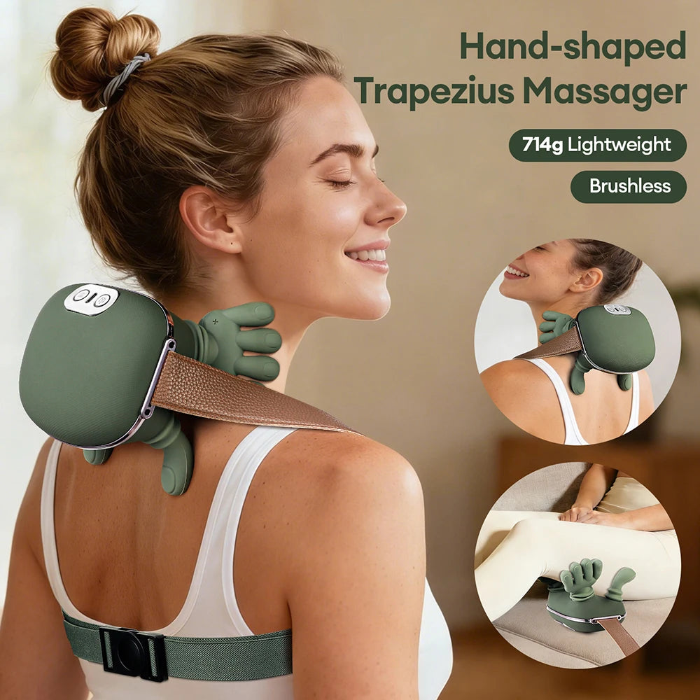 Verrelief Heated Neck & Shoulder Massager — Cordless 4D Kneading Relief